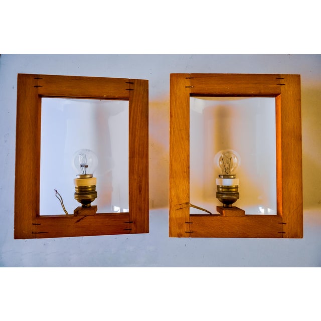 Wood Pine and Methacrylate Wall Lights, 1980, Set of 2 For Sale - Image 7 of 8