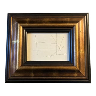 1970’s Original Robert Cooke Abstract Ink Drawing Chunky Frame Signed For Sale