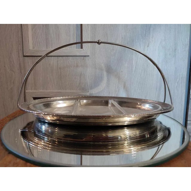Pre-war WMF plate for appetizers, dimensions: height 18 cm, width 35 cm, depth 23 cm.