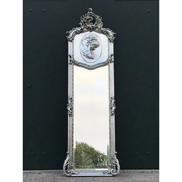 Mid-20th Century Italian Baroque Silver Beech Rococo Floor Mirrors-Pair For Sale - Image 9 of 17