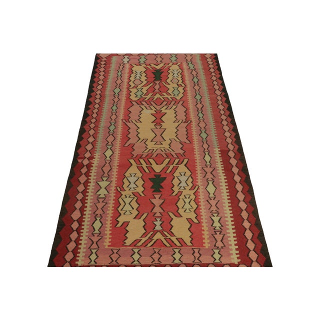1950s Vintage Persian Tribal Kilim Rug in Red, Pink, Gold Patterns Rug & Kilim For Sale - Image 5 of 7