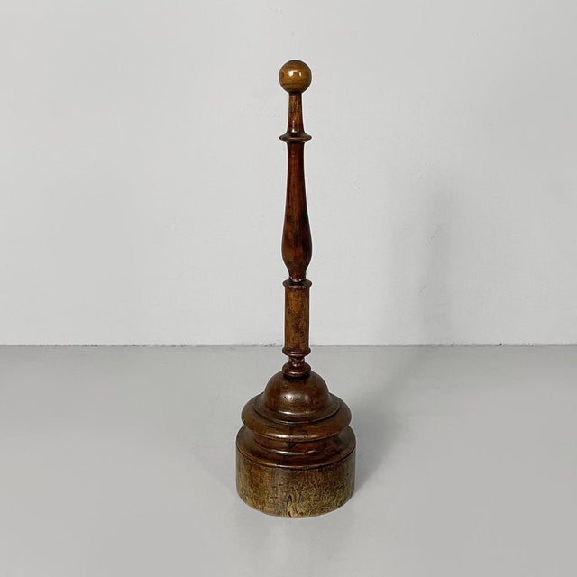 Italian Round Doorstop in Turned Wood, 1930s For Sale - Image 12 of 12