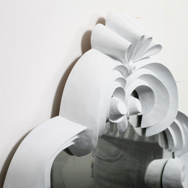 White Carved Wood Mirror For Sale - Image 9 of 9