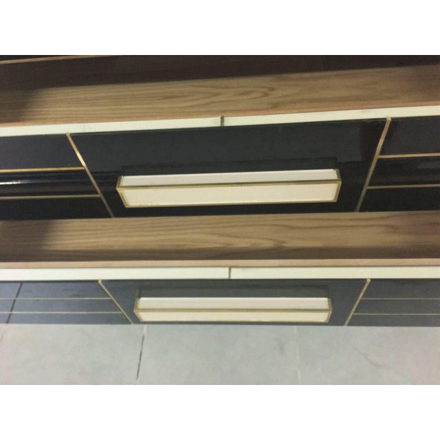Metal Chest of Drawers in Black Mirror With Ivory Glass Handle For Sale - Image 7 of 9