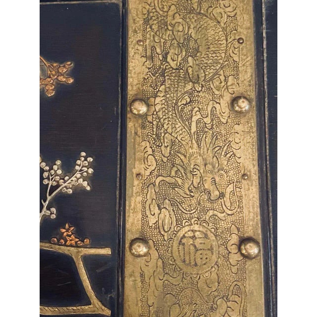 Wood Asian Dowry, Blanket or Storage Chest, Bronze Decorated J. L. George For Sale - Image 7 of 13