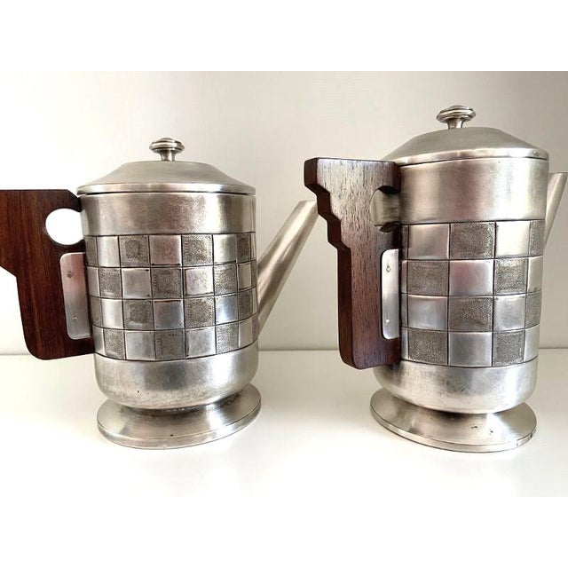 1930s Tea and Coffee Service in Silver-Plated Metal from A.S., 1930s, Set of 2 For Sale - Image 5 of 11