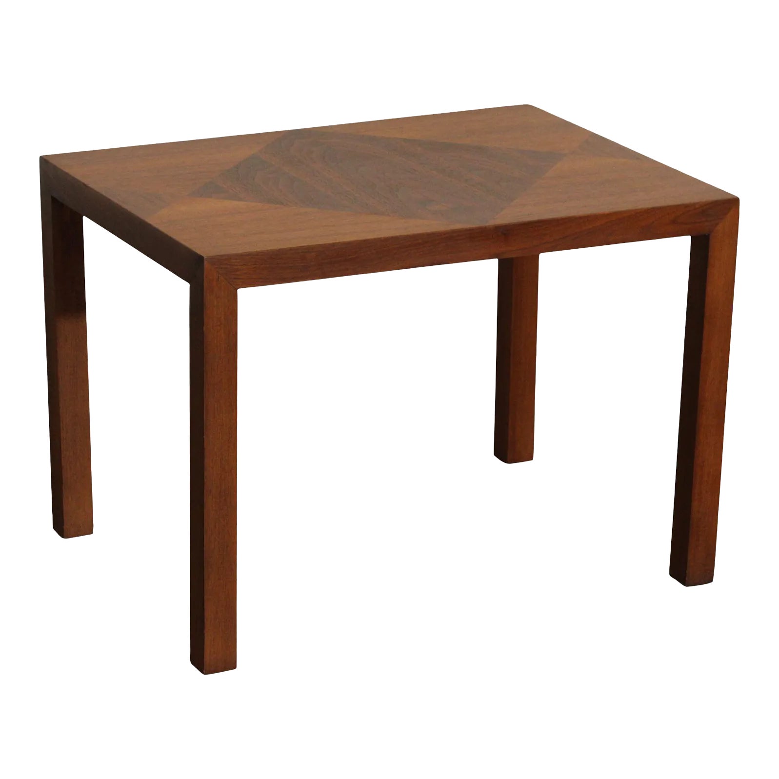 Lane Mid Century Modern Inlaid Parsons Style Square Walnut Side Table ...