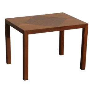 Lane Mid Century Modern Inlaid Parsons Style Square Walnut Side Table