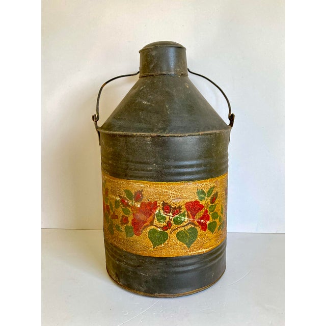 Antique Hand Painted Oil Can For Sale - Image 4 of 7