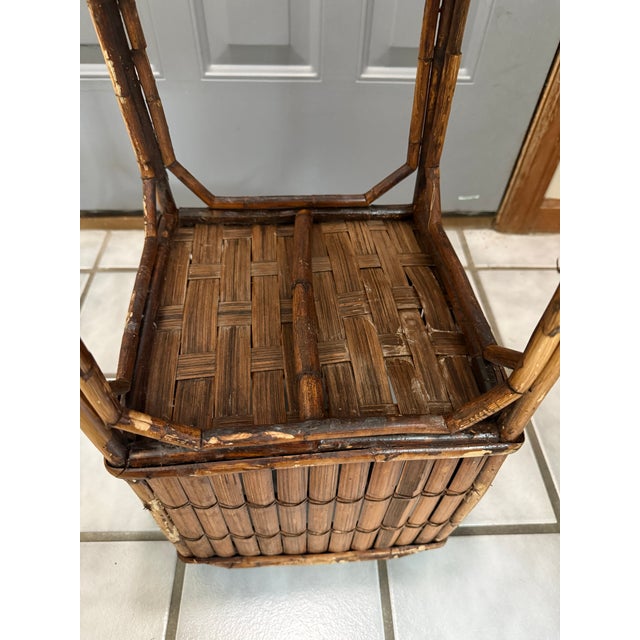 1970s Vintage Bamboo Split Reed Plant Stand For Sale - Image 5 of 12