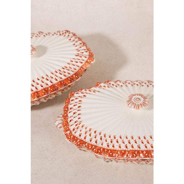 Orange Spode ‘Old Crow’ Orange/Coral Dishes C. 1890 - 40 pcs For Sale - Image 8 of 12
