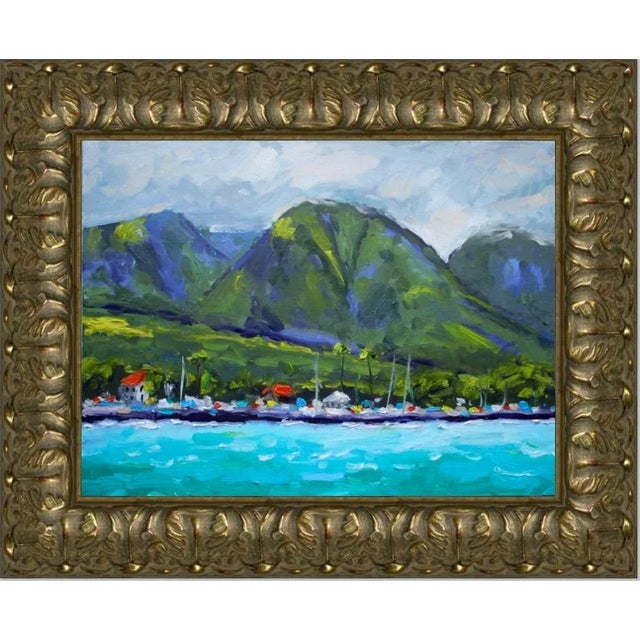 "Lahaina Maui" Contemporary Original Impressionist Style Tropical Landscape Oil Painting For Sale - Image 10 of 12