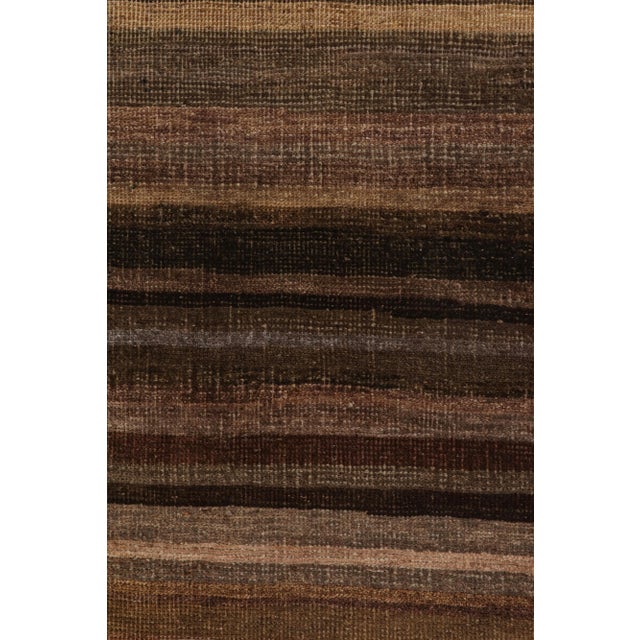 Rug & Kilim’s Modern Textural Rug in Beige-Brown and Umber Stripes and Striae For Sale In New York - Image 6 of 7