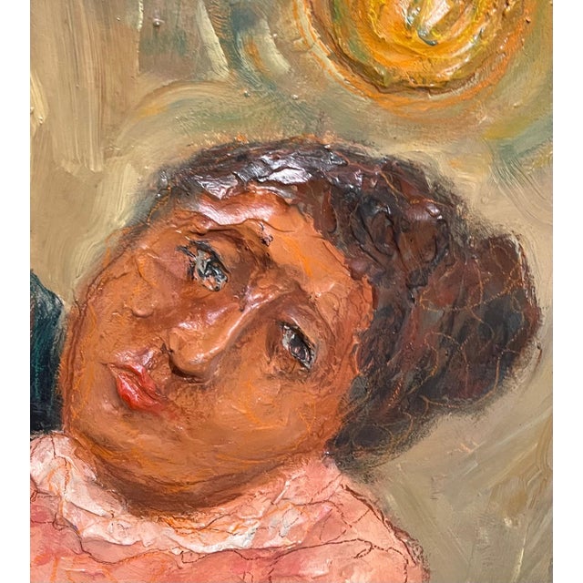 Mark Kanovich, Judaica Painting w Sculpture Terra Cotta Jewish Couple Israeli Artist Kanovich For Sale - Image 11 of 13