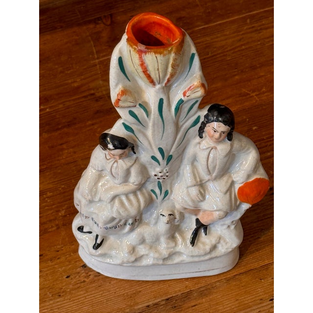 19th Century Staffordshire Spill Vase With Figural Group For Sale - Image 5 of 6