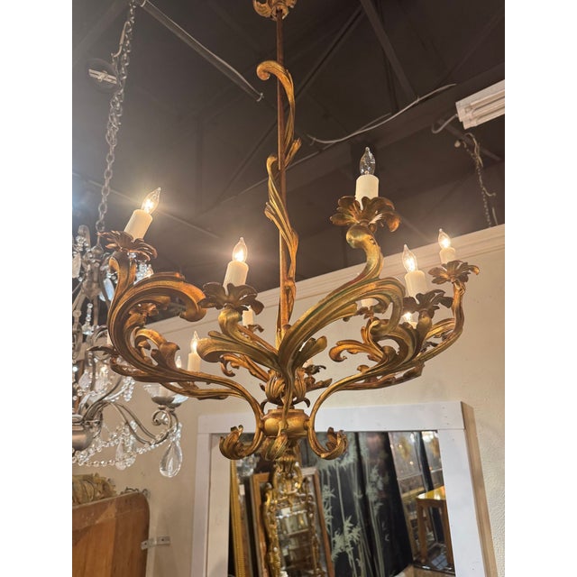 Italian Rococo Gilt Iron Chandeliers For Sale In Dallas - Image 6 of 6