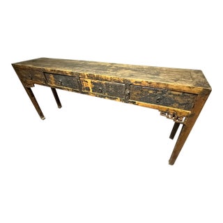 Middle Qing Dynasty Locust Wood Console Table, China via Golden Triangle Chicago For Sale