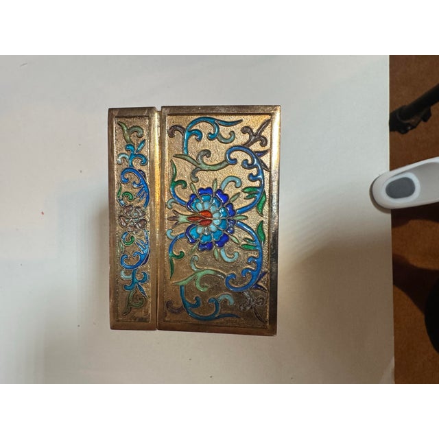 Chinese Vintage Chinese Export Silver & Enamel Smoking Set, Cigarette Holder & Pair of Ashtrays For Sale - Image 3 of 11