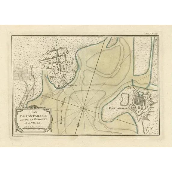 Antique Map of Hondarribia Near the Bidasoa River, 1764 For Sale - Image 6 of 6