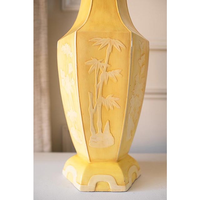 1970s Mid 20th Century Yellow Ginger Jar Chinoiserie Lamp Paul Hanson - a Pair For Sale - Image 5 of 14