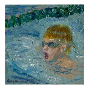 "The Swim Meet”, Expressionist, Figurative, Original Oil Painting, by Van Ness