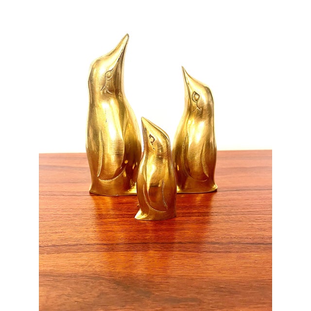Mid-Century Modern Brass Penguin Sculptures, 1970s, Set of 3 For Sale - Image 3 of 5