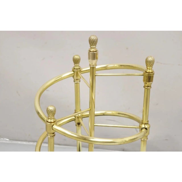 Victorian Late 20th Century Sarreid Ltd Victorian Style Polished Brass & Cast Iron Spiral Umbrella Stand For Sale - Image 3 of 10