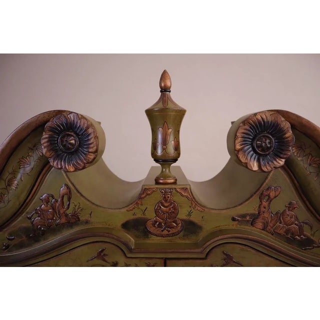Chinoiserie Early 21st Century Chinoiserie Green Asian Hutch Cabinet For Sale - Image 3 of 13