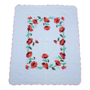 Applique Rose Quilt Signed and Dated 1989