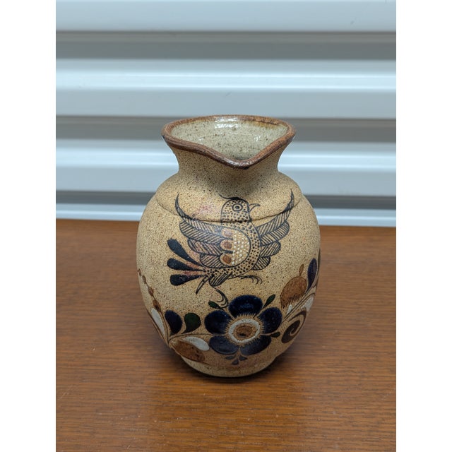 Vintage Tonala Mexican Folk Art Pottery Vase With Bird & Floral Motif For Sale In Washington DC - Image 6 of 11