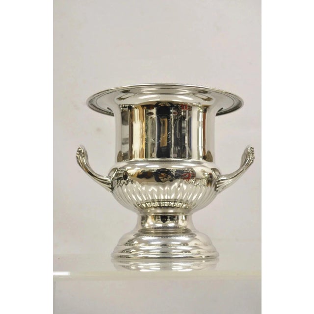 Vintage Regency Style Silver Plated Trophy Cup Urn Champagne Chiller Ice Bucket For Sale - Image 11 of 11