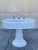 Antique Victorian White Cast Iron Porcelain Enamel Pedestal Bathroom Sink. Weighs approx 140 lbs in total. *Color looks...
