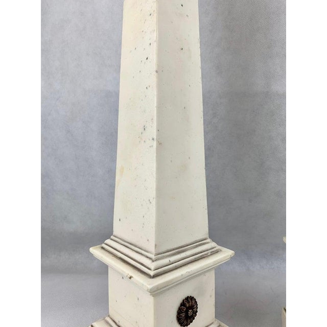Grand Tour Faux Ivory Neo-Classical Obelisks - a Pair For Sale - Image 4 of 9