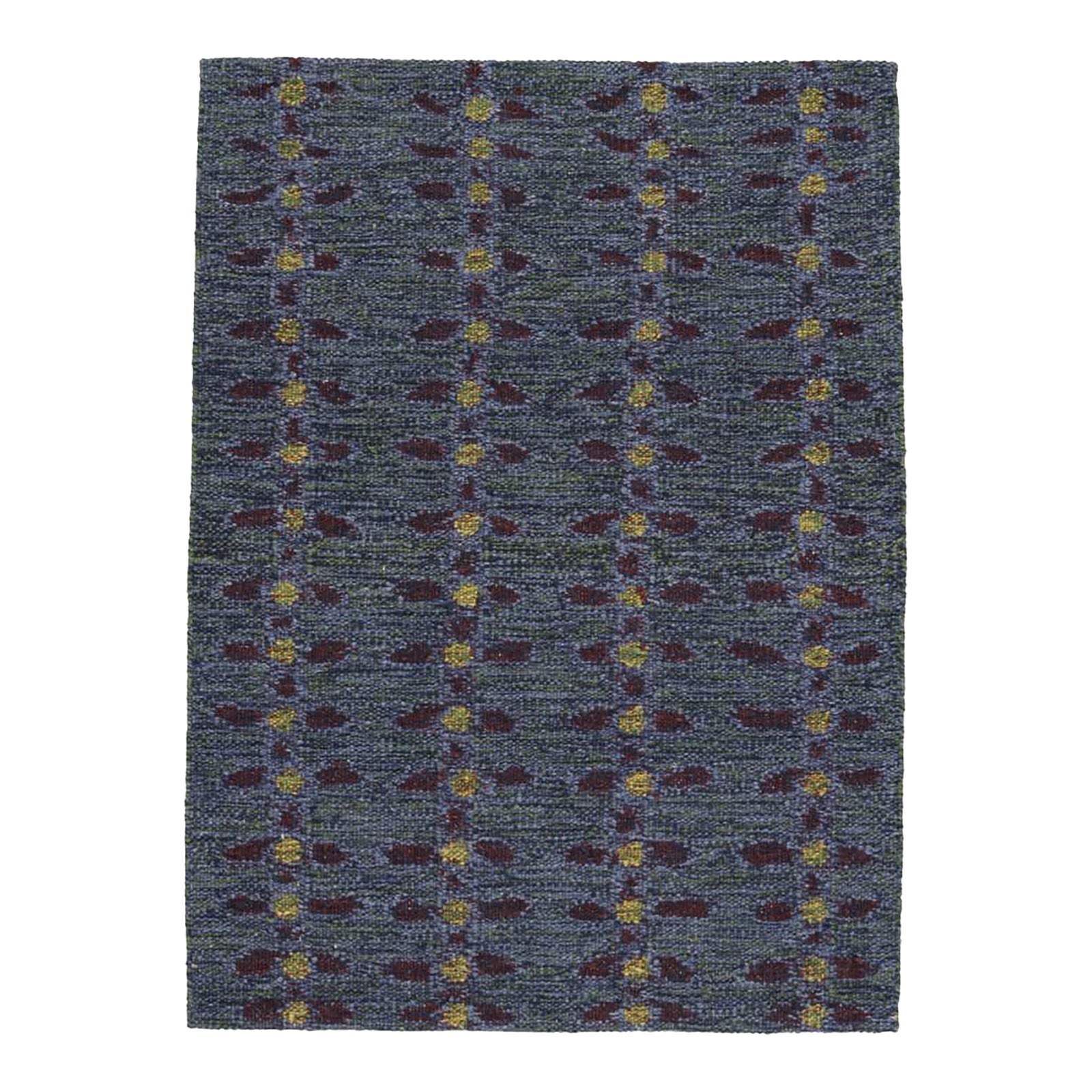 Rug & Kilim’s Scandinavian Rug in Indigo, With Red and Yellow Floral ...