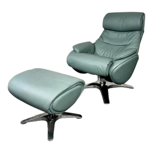 BarcaLounger Adler Leather Lounge Chair & Ottoman