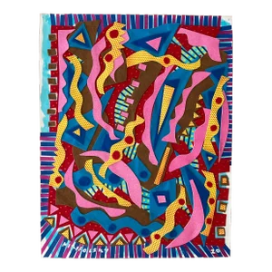 Mixed Media Collage, Pink Lagoon, an Original by Andre Miripolsky
