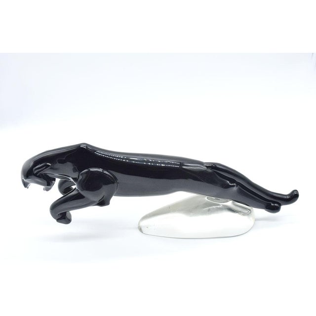 Large Art Deco Sculpture of a Panther in Murano Glass, 1940s For Sale - Image 3 of 10
