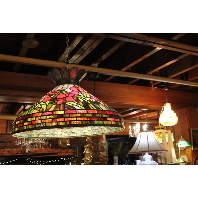 Antique Stained Glass Tiffany Style Chandelier Signed Somers Chairish