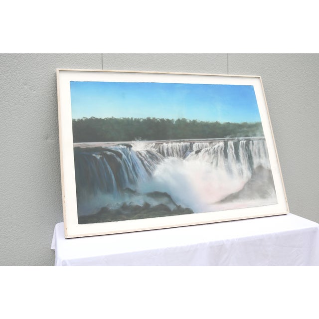 Wood 1989 Sharon Frazier Foz Do Iguacu, Brazil Waterfalls Pastel Painting One-of-a-Kind For Sale - Image 7 of 18