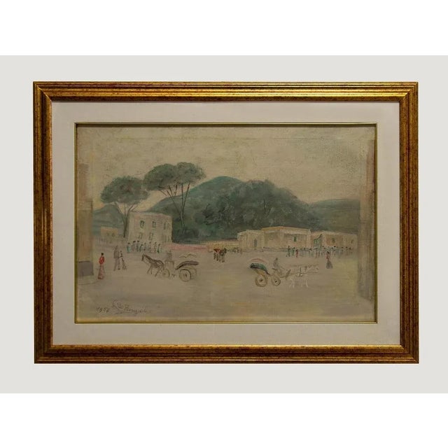 Luigi De Angelis, Carriages at Ischia, Original Oil Painting on Panel, 1956 For Sale - Image 4 of 4