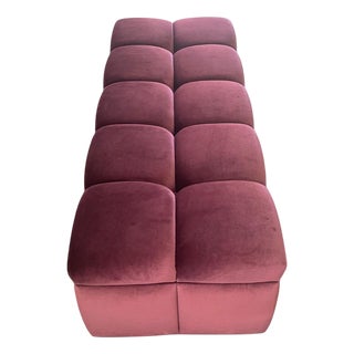 Tufted Storage Ottoman in Burgundy Velvet by Naula Design For Sale