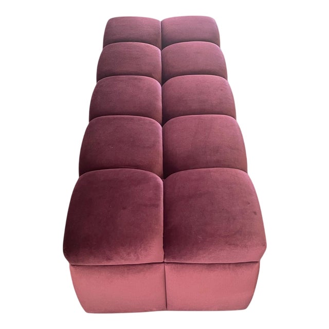 Tufted Storage Ottoman in Burgundy Velvet by Naula Design For Sale