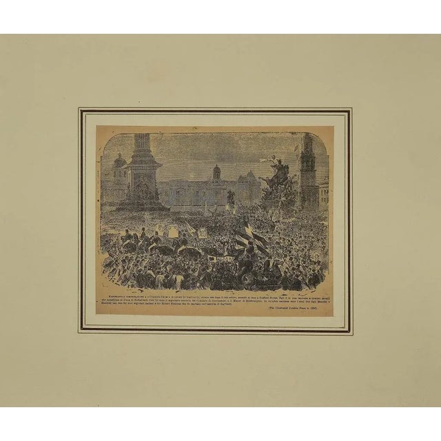 London is an original etching realized by an unknown artist of the 19th Century. The artwork represent London pays tribute...