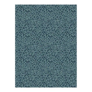Panthera Spotted Leopard Hand-Looped Area 10' x 14' Rug - Topaz Blue For Sale