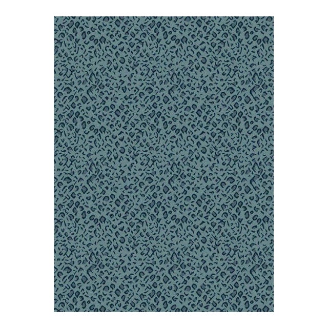 Panthera Spotted Leopard Hand-Looped Area 10' x 14' Rug - Topaz Blue For Sale