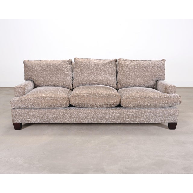 Wood Barbara Barry for Baker Loose Back Sofa in Taupe Upholstery For Sale - Image 7 of 18