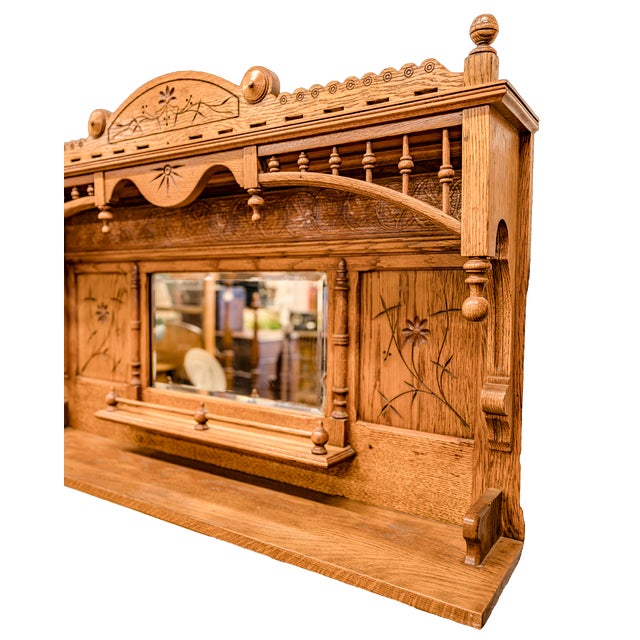 Late 19th Century Late 19th Century Eastlake Era Wall Mirror With Shelf For Sale - Image 5 of 10