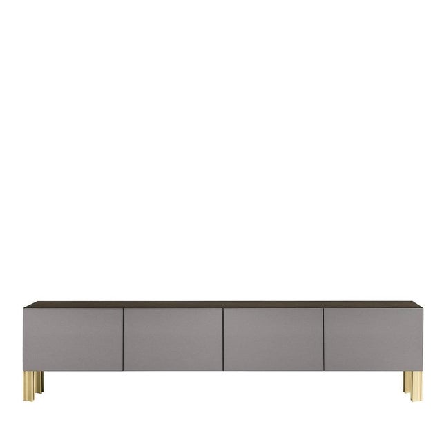 Contemporary Flexor Gray Polished-Lacquered Wood and Aluminum Living Sideboard by Robert Stadler For Sale - Image 3 of 3