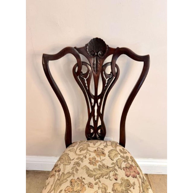 19th Century Antique Victorian Carved Mahogany Side Chairs, 1880, Set of 2 For Sale - Image 5 of 6