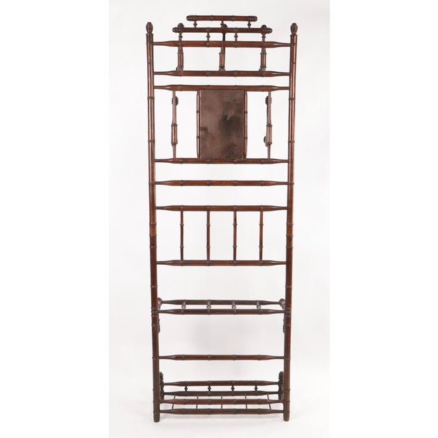 Victorian Belgian Wood Hall Tree With Beveled Mirror For Sale - Image 11 of 11